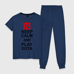 Пижама хлопковая женская Keep Calm & Play Dota, цвет: тёмно-синий