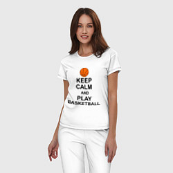 Пижама хлопковая женская Keep Calm & Play Basketball, цвет: белый — фото 2