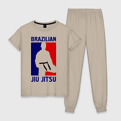 Пижама хлопковая женская Brazilian Jiu jitsu, цвет: миндальный