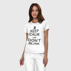 Пижама хлопковая женская Keep Calm & Don't Blink, цвет: белый — фото 2