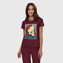 Пижама хлопковая женская MLP: Smile, цвет: меланж-бордовый — фото 2