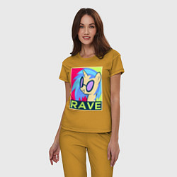 Пижама хлопковая женская DJ Pon-3 RAVE, цвет: горчичный — фото 2