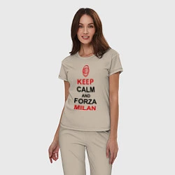 Пижама хлопковая женская Keep Calm & Forza Milan, цвет: миндальный — фото 2