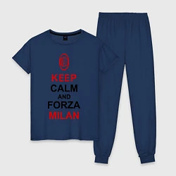 Пижама хлопковая женская Keep Calm & Forza Milan, цвет: тёмно-синий