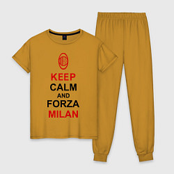 Пижама хлопковая женская Keep Calm & Forza Milan, цвет: горчичный