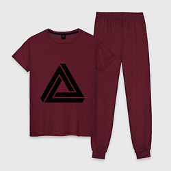 Пижама хлопковая женская Triangle Visual Illusion цвета меланж-бордовый — фото 1