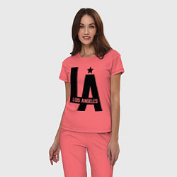 Пижама хлопковая женская Los Angeles Star, цвет: коралловый — фото 2