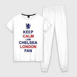 Пижама хлопковая женская Keep Calm & Chelsea London fan, цвет: белый