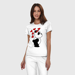 Пижама хлопковая женская Поцелуй панды: для нее, цвет: белый — фото 2
