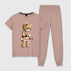 Пижама хлопковая женская Nasty Bear, цвет: пыльно-розовый