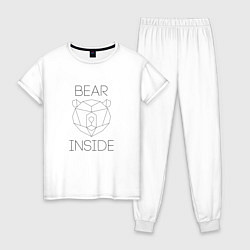 Пижама хлопковая женская Bear Inside, цвет: белый