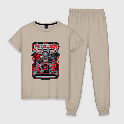 Пижама хлопковая женская Metallica: Robot Style, цвет: миндальный