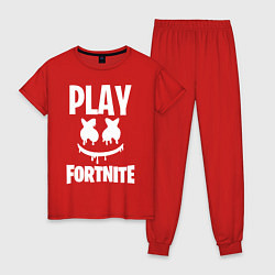 Пижама хлопковая женская Marshmello: Play Fortnite, цвет: красный