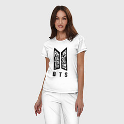 Пижама хлопковая женская BTS Band, цвет: белый — фото 2