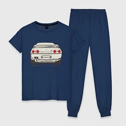 Пижама хлопковая женская Nissan Skyline R32, цвет: тёмно-синий