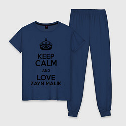 Пижама хлопковая женская Keep Calm & Love Zayn Malik цвета тёмно-синий — фото 1
