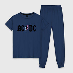 Пижама хлопковая женская AC/DC, цвет: тёмно-синий