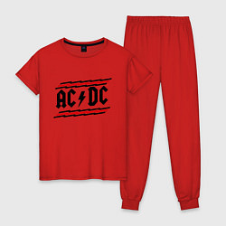 Пижама хлопковая женская AC/DC Voltage, цвет: красный