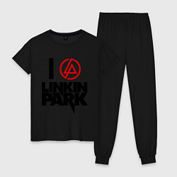 Пижама хлопковая женская I love Linkin Park, цвет: черный
