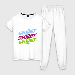 Пижама хлопковая женская Skillet Tricolor, цвет: белый