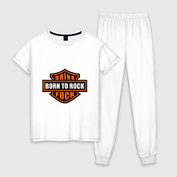 Пижама хлопковая женская Born to rock, цвет: белый
