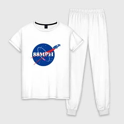 Пижама хлопковая женская NASA Delorean 88 mph, цвет: белый