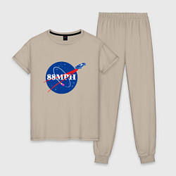 Пижама хлопковая женская NASA Delorean 88 mph, цвет: миндальный