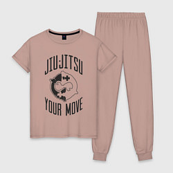 Пижама хлопковая женская Jiu Jitsu, цвет: пыльно-розовый