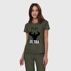 Пижама хлопковая женская PLUS ULTRA черный, цвет: меланж-хаки — фото 2