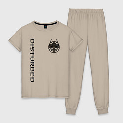 Пижама хлопковая женская DISTURBED, цвет: миндальный