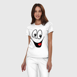 Пижама хлопковая женская Заразительная улыбка, цвет: белый — фото 2