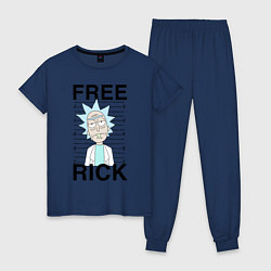 Пижама хлопковая женская Free Rick, цвет: тёмно-синий