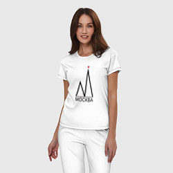 Пижама хлопковая женская Москва-чёрный логотип-2, цвет: белый — фото 2