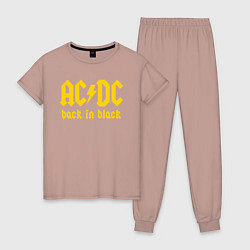 Пижама хлопковая женская ACDC BACK IN BLACK, цвет: пыльно-розовый