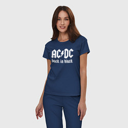 Пижама хлопковая женская ACDC BACK IN BLACK, цвет: тёмно-синий — фото 2