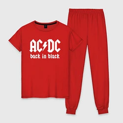 Пижама хлопковая женская ACDC BACK IN BLACK, цвет: красный