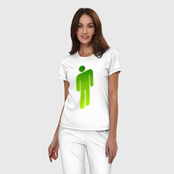 Пижама хлопковая женская Billie Eilish: Green Manikin, цвет: белый — фото 2