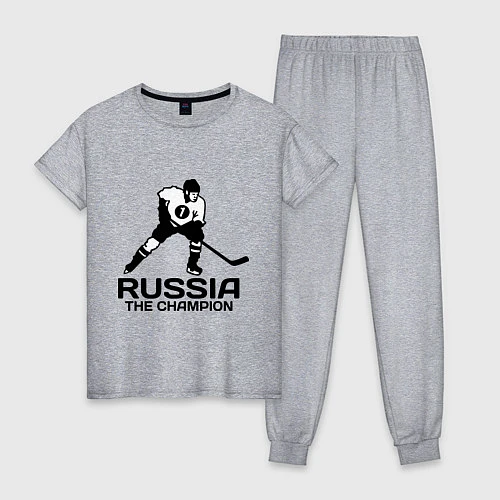Женская пижама Russia: Hockey Champion / Меланж – фото 1
