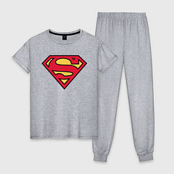 Пижама хлопковая женская Superman logo цвета меланж — фото 1