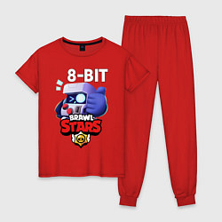 Пижама хлопковая женская Brawl Stars 8-BIT, цвет: красный