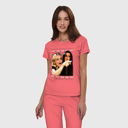 Пижама хлопковая женская Woman Yelling at a Cat, цвет: коралловый — фото 2