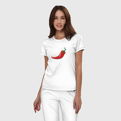 Пижама хлопковая женская Перец Чили, цвет: белый — фото 2