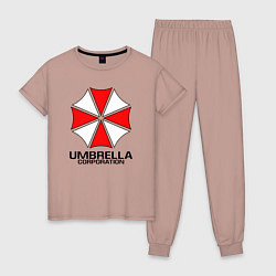 Пижама хлопковая женская UMBRELLA CORP, цвет: пыльно-розовый