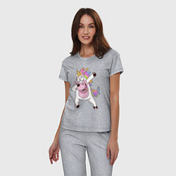 Пижама хлопковая женская Dabbing Unicorn, цвет: меланж — фото 2