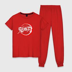 Пижама хлопковая женская KIMETSU NO YAIBA, цвет: красный