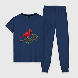 Пижама хлопковая женская Красный кардинал, цвет: тёмно-синий