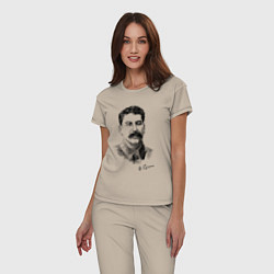 Пижама хлопковая женская Товарищ Сталин, цвет: миндальный — фото 2