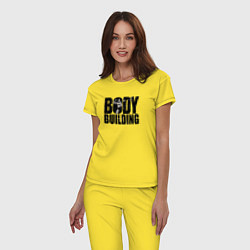 Пижама хлопковая женская Бодибилдинг, цвет: желтый — фото 2