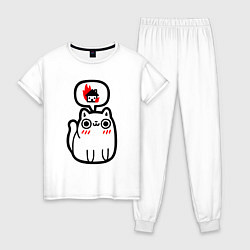 Пижама хлопковая женская Real Cat, цвет: белый