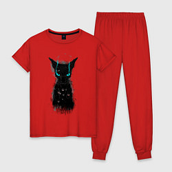 Пижама хлопковая женская Dark Cat, цвет: красный